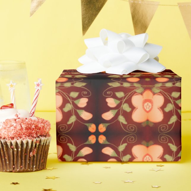 Elegantes Orange und Peach Geschenkpapier (Geburtstagsparty)