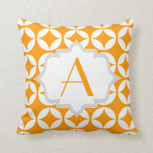 Elegantes orange-weißes geometrisches Muster Kissen