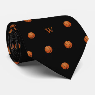 Elegantes orangefarbenes Basketball-Monogramm Init Krawatte