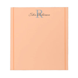 Elegantes orangefarbenes Monogramm-Notizbuch Notizblock
