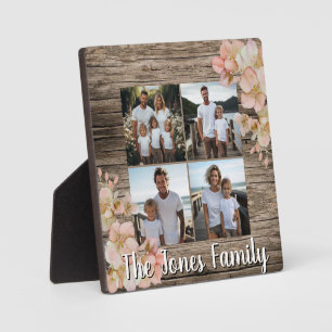 Elegantes orangefarbenes personalisiertes 4-Foto Fotoplatte