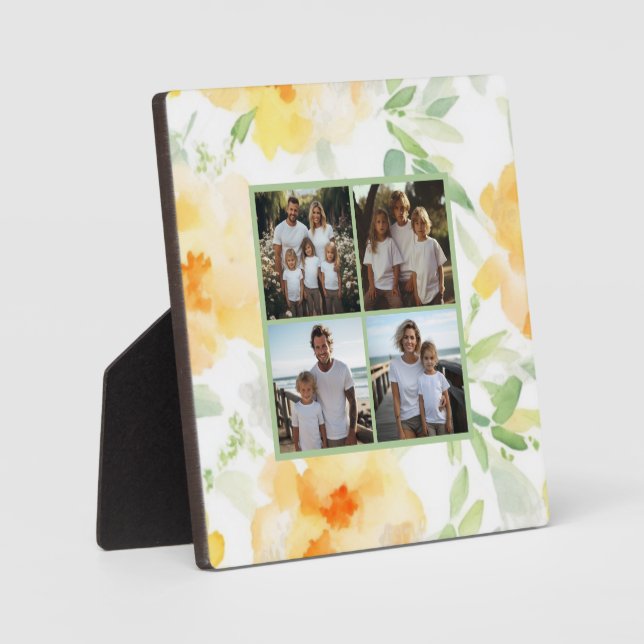 Elegantes, orangefarbenes Wasser mit Blumenmuster  Fotoplatte (Vorderseite)