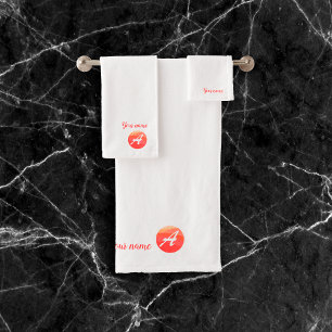Elegantes orangefarbenes wellenförmiges Kreis-Mono Badhandtuch Set