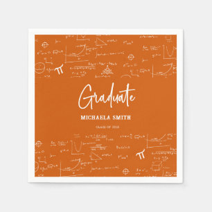 Elegantes oranges Schrift-Mathe-Absolvent Serviette