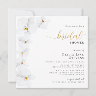Elegantes Orchid Bridal Weißes Brautparty Einladung