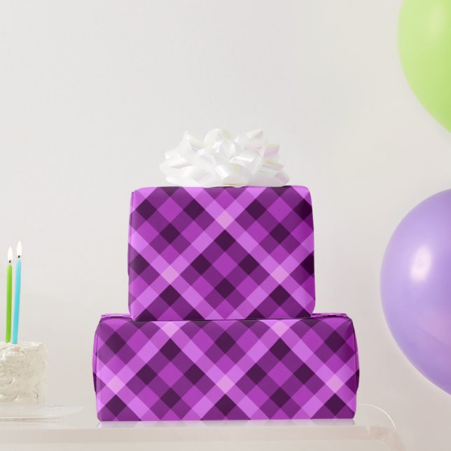 Elegantes Orchid Lila Kariertes Wrapping Paper Geschenkpapier (Partygeschenke)