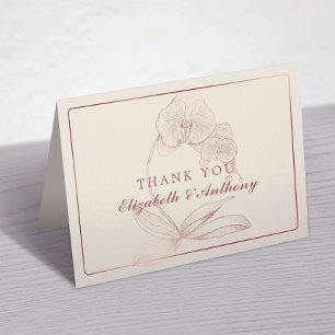 Elegantes Orchid Wappen Botanische Hochzeit Vielen Dankeskarte