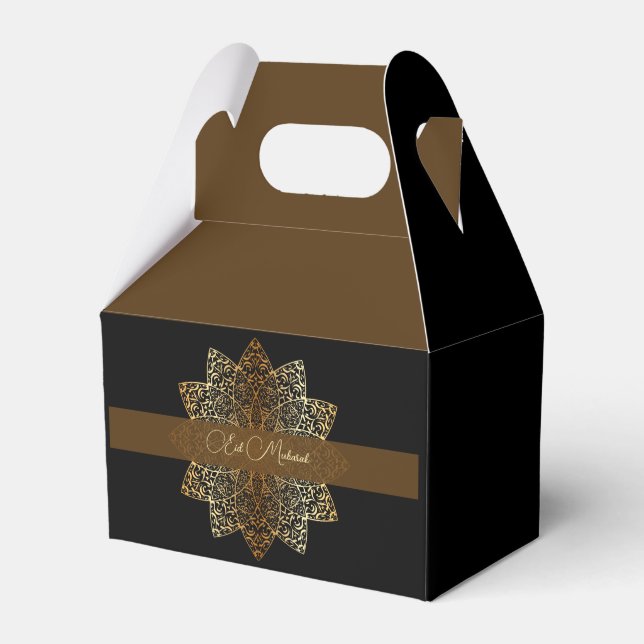 Elegantes Ornamental Gold und Black Eid Geschenkschachtel (Vorderseite)
