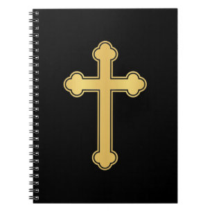 Elegantes orthodoxes goldenes Kreuz Notizblock