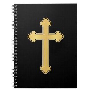 Elegantes orthodoxes goldenes Kreuz Notizblock