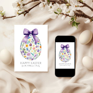 Elegantes Ostereier mit Bow Personalisiert Karte