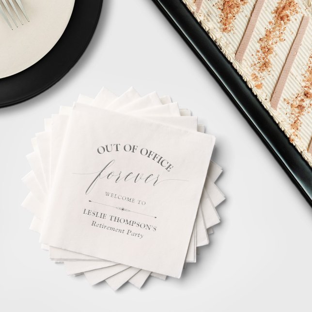Elegantes Out-of-Office Forever Retirement Party Servietten Mit Folie (Von Creator hochgeladen)