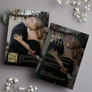 Elegantes Overlay moderne 2 Fotos QR Code Hochzeit Einladung