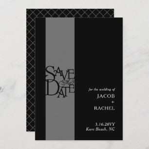 Elegantes Overlay Schwarz-weiß Hochzeit Sichern Si Save The Date