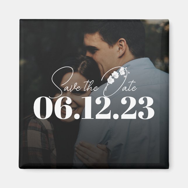 Elegantes Overlay White Orchid Wedding Save the Da Magnet (Vorne)