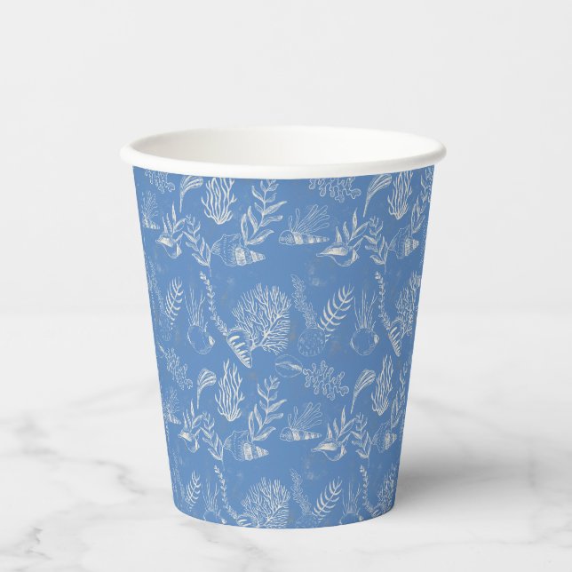 Elegantes Ozeanblau Pappbecher (Vorderseite)