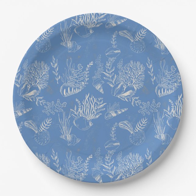 Elegantes Ozeanblau Pappteller (Vorderseite)
