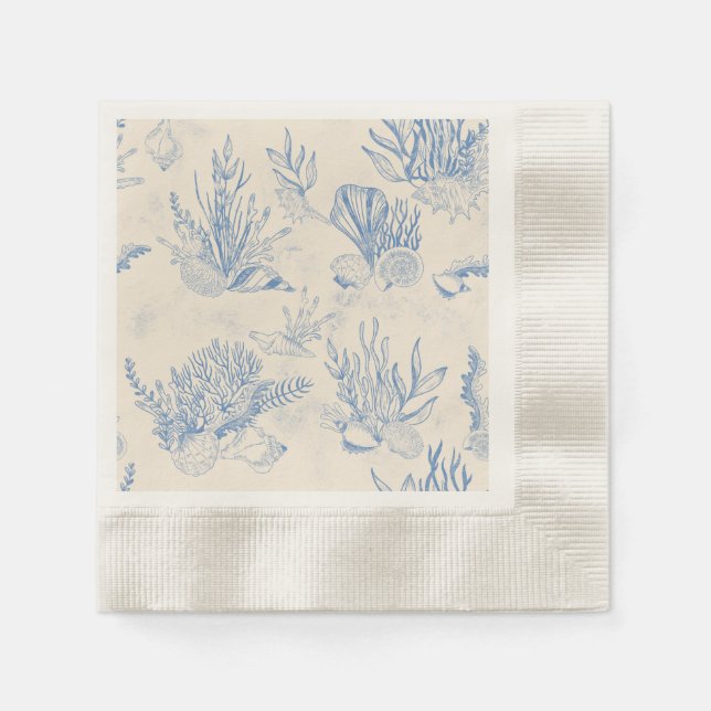 Elegantes Ozeanblau Serviette (Vorderseite)