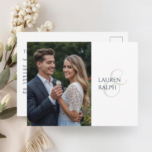 Elegantes Paar-Foto-Dankeschön mit Monogramm Postkarte