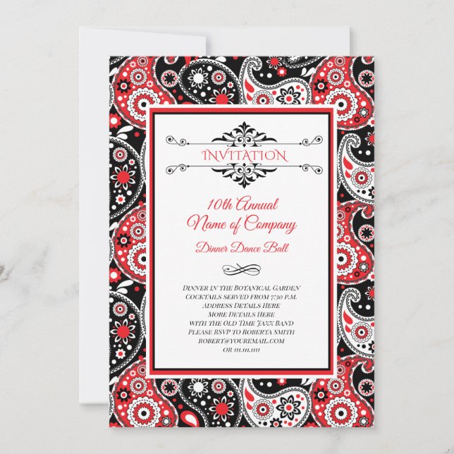 Elegantes Paisley Country Western Style Party Einladung (Vorderseite)