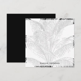 Elegantes Palm Tree Blätter Schwarz-Weiß Muster Mitteilungskarte