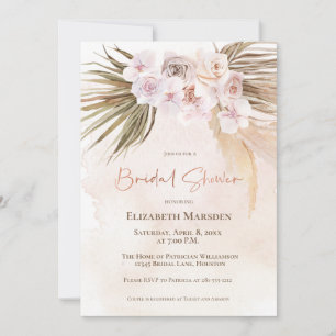 Elegantes Pampas Grass Champagne Brautparty Einladung