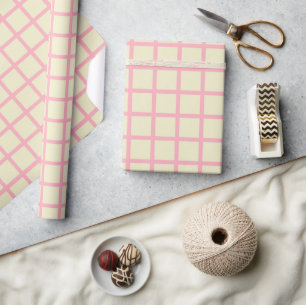 Elegantes Papier für Beige- und Rosa-Gitter Geschenkpapier