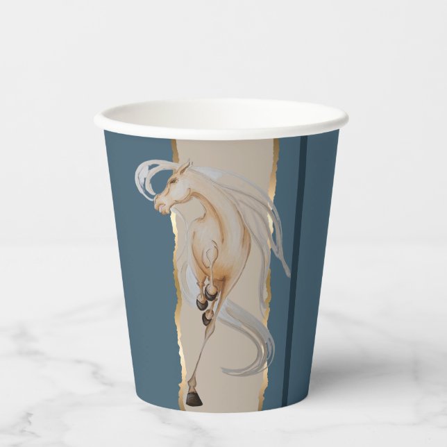 Elegantes Pappgeschirr mit edlem Pferdemotiv Pappbecher (Vorderseite)