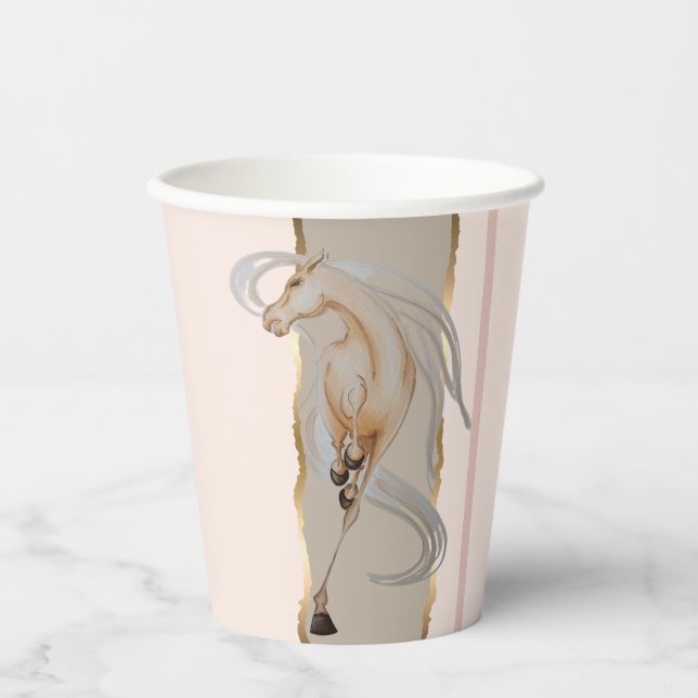 Elegantes Pappgeschirr mit edlem Pferdemotiv Pappbecher (Vorderseite)