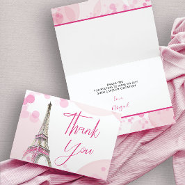 Elegantes Paris-Eiffelturm-Rosa-weißer Bonbon 16 Dankeskarte