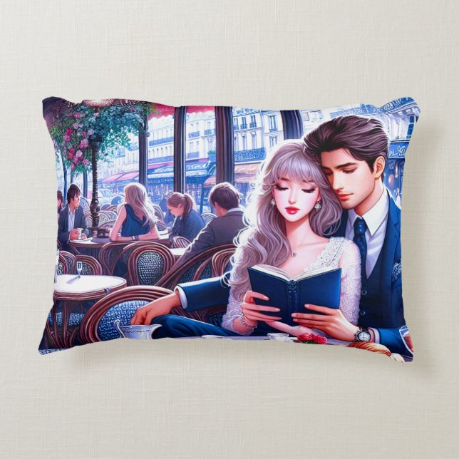 Elegantes Pariser Café Dekokissen (Rückseite)