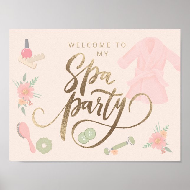 Elegantes Party-Begrüßungszeichen für Wellness-Cen Poster (Vorne)
