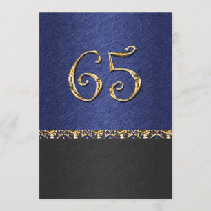 Elegantes Party des blauen Schwarzen 65. Gold Einladung