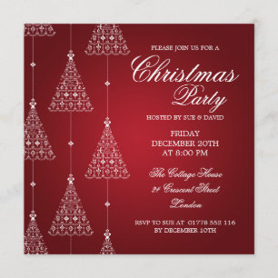 Elegantes Party-fröhliche Weihnachtsbäume rot Einladung