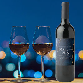 Elegantes Party für das Ruhestand Navy Blue Gold A Weinetikett