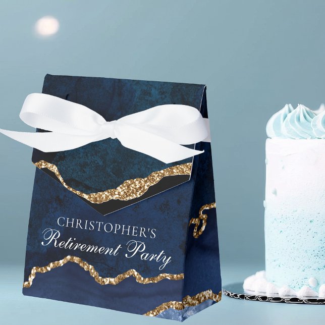 Elegantes Party für das Ruhestand Navy Blue Gold C Geschenkschachtel (Von Creator hochgeladen)
