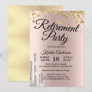 Elegantes Party für Funkelnd Glitzer-Altersversorg Einladung