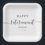 Elegantes Party für Minimalistische Altersvorsorge Pappteller<br><div class="desc">Moderne Chic Retirement Party Script Kalligraphie Teller</div>