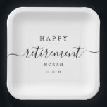 Elegantes Party für Minimalistische Altersvorsorge Pappteller<br><div class="desc">Moderne Chic Retirement Party Script Kalligraphie Teller</div>