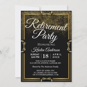 Elegantes Party für moderne Gold-Glitzern-Renten Einladung