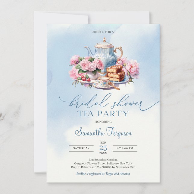 Elegantes Party in Aquarellfarben, rosa Rosen Einladung (Vorderseite)