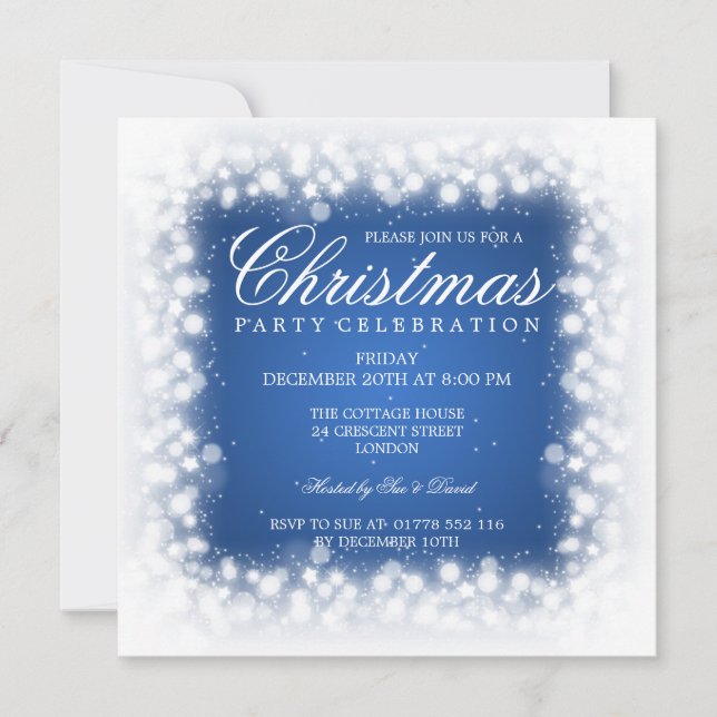 Elegantes Party-magisches Schein-Blau Einladung (Vorderseite)
