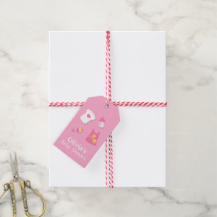 Elegantes Party mit modernen Pink Baby Girl Dusche Geschenkanhänger