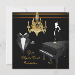 Elegantes Party-Piano-Kronleuchter Gold Champagner Einladung