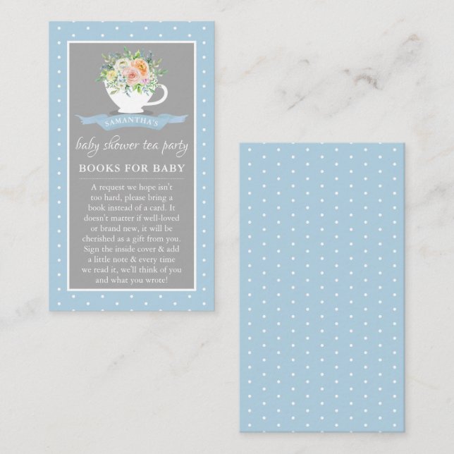 Elegantes Party Teacup Baby Shower Tea Begleitkarte (Vorne/Hinten)