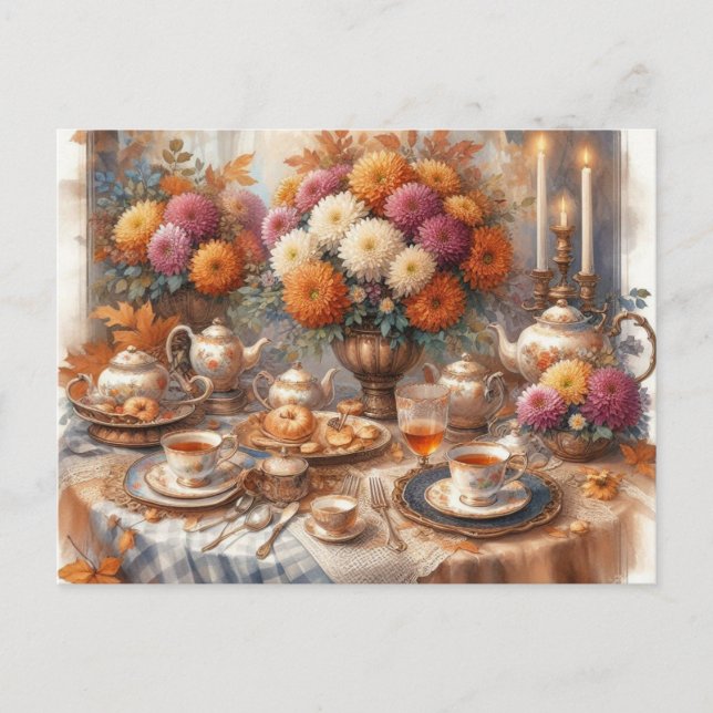 Elegantes Party Tee im Herbst Postkarte (Vorderseite)