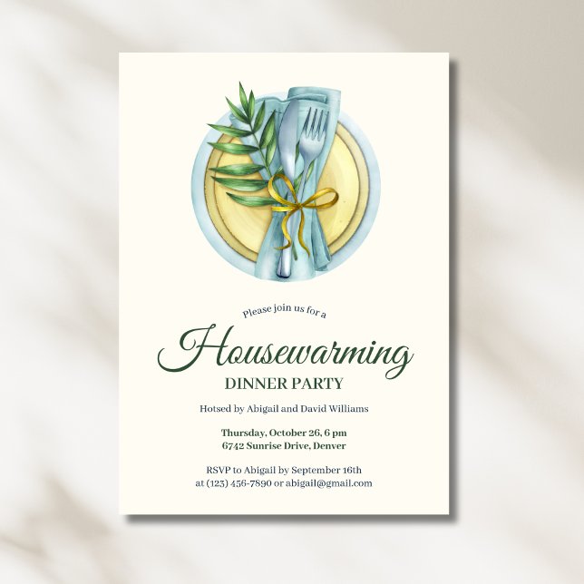 Elegantes Party Wasserfarben Einladung (Elegant Watercolor Housewarming Dinner Party Invitation)