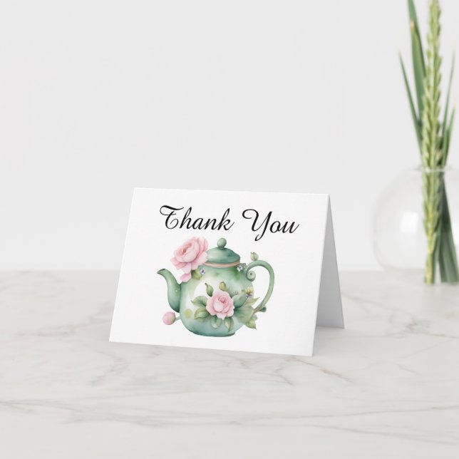 Elegantes Party Watercolor Tea Dankeskarte (Vorderseite)
