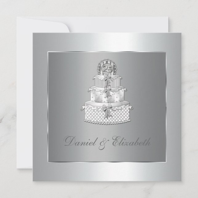 Elegantes Party zum 25. Hochzeitstag Einladung (Vorderseite)