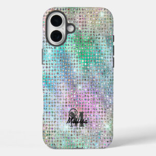 Elegantes Pastel Diamond gepolstertes Mustermonogr iPhone 16 Plus Hülle